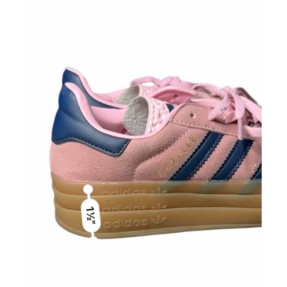adidas Gazelle Bold W Women's Pink Navy Gum Platform Shoes H06122 Sneakers - Picture 6 of 8